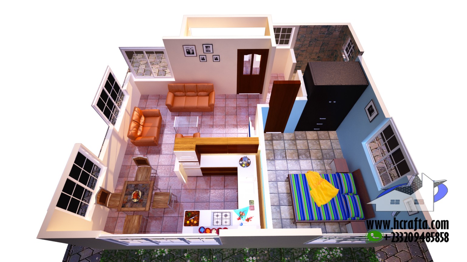 1 Bedroom House Design | affordable self contain | hCrafta