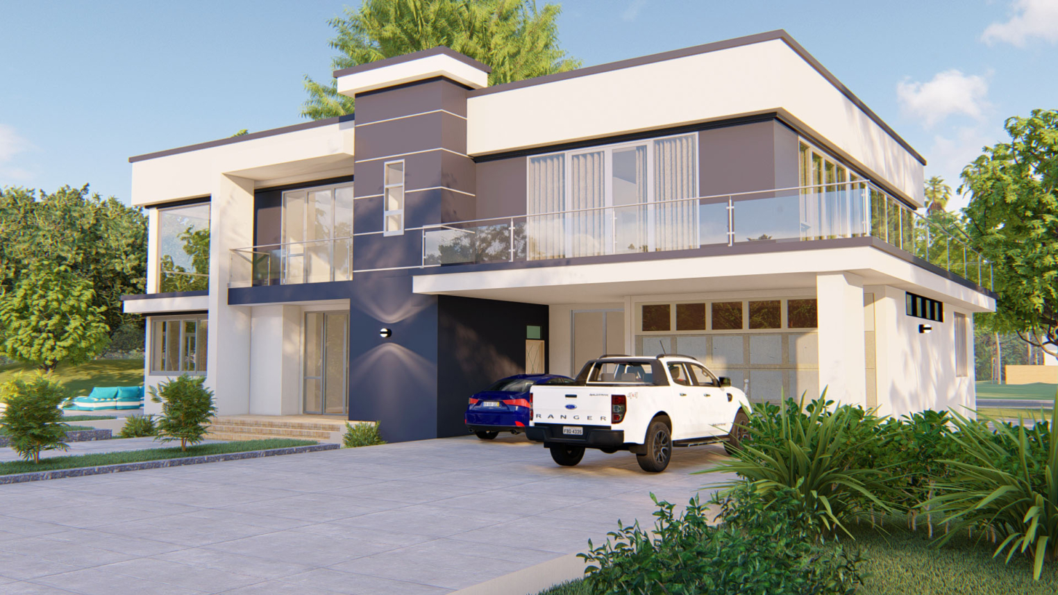 4-bedroom duplex 2 Modern 4-bedroom duplex featuring a large front-facing window and stylish exterior