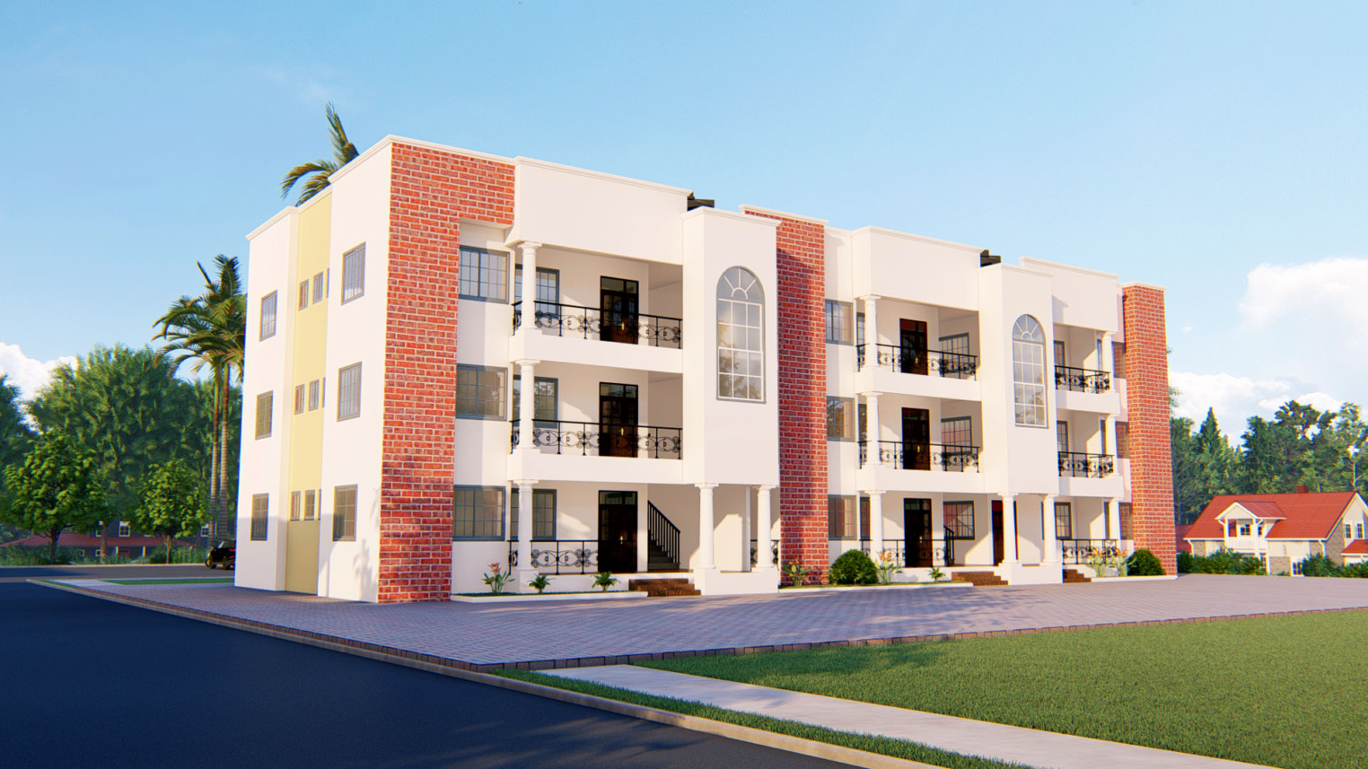 Three-storey apartment 2 Modern2-bedroom, three-storey apartment building