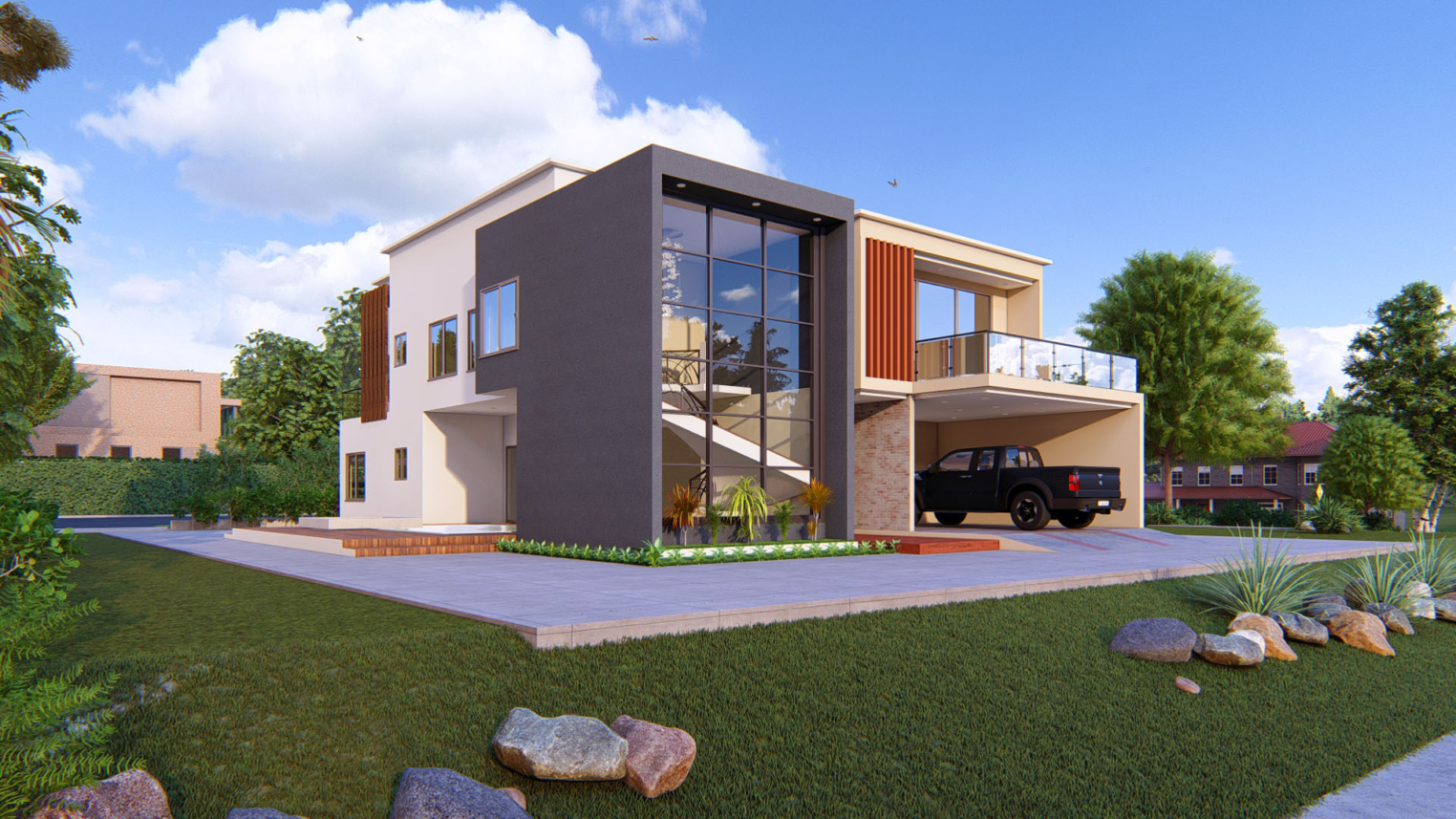 4-bedroom duplex 3 Elegant 4-bedroom duplex with full-height window and modern architectural