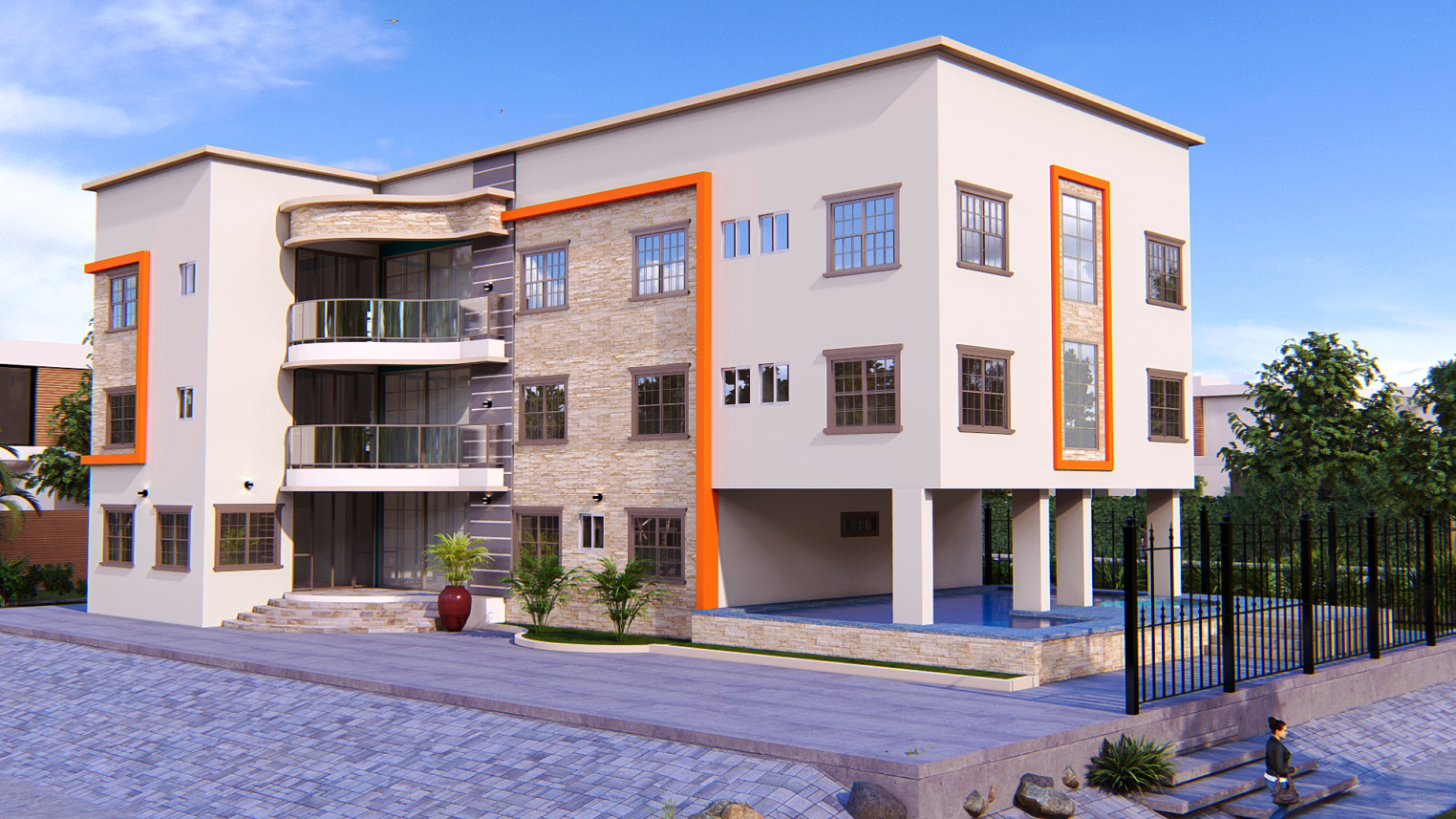Hotel exterior architecture 2 Elegant hotel exterior architecture featuring modern design and welcoming