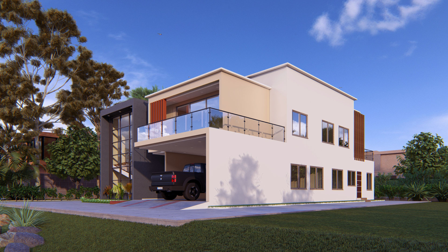 4-bedroom duplex 4 Elegant 4-bedroom duplex with full-height window and modern architectural
