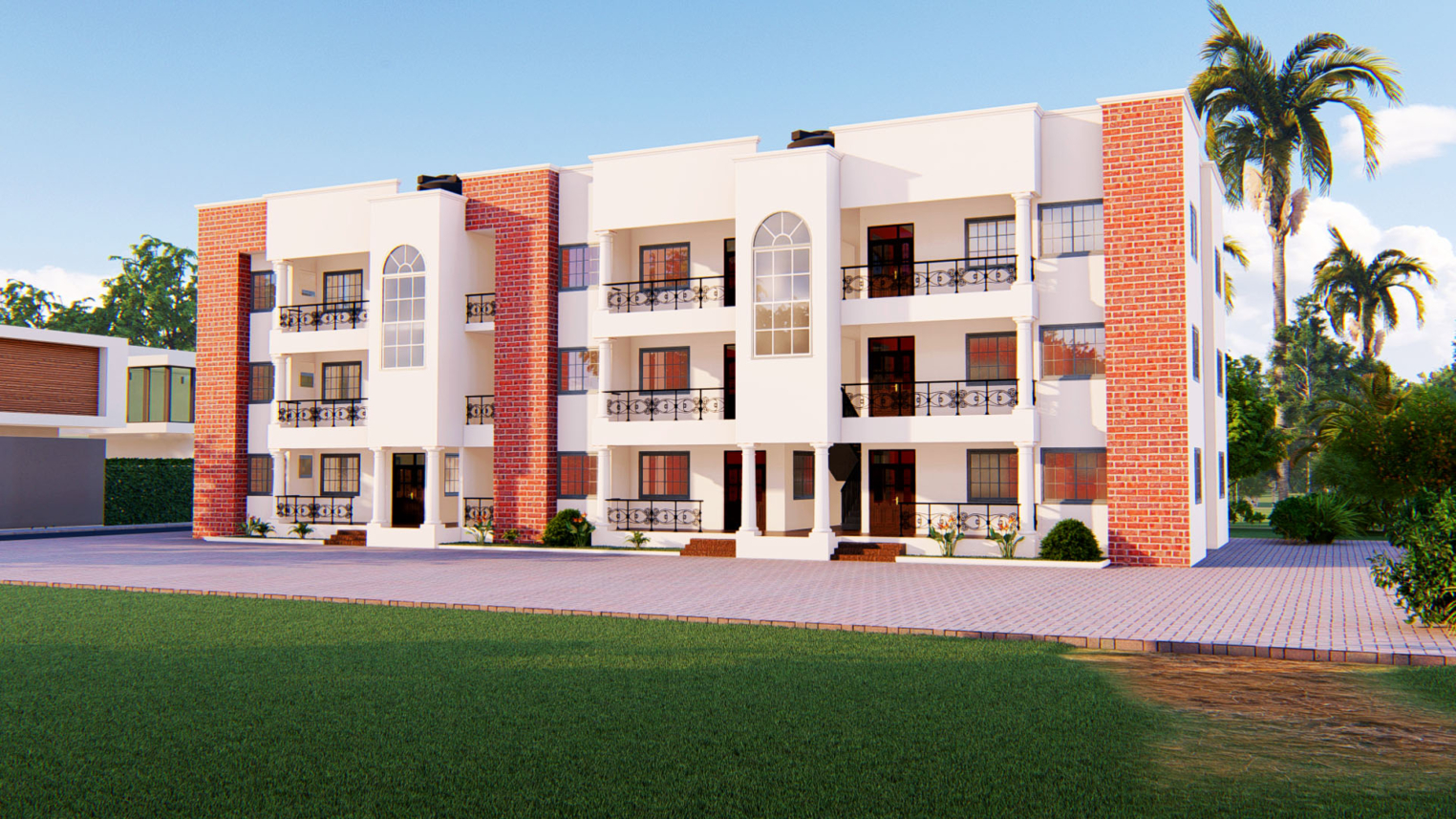 Three-storey apartment 3 Modern2-bedroom, three-storey apartment building