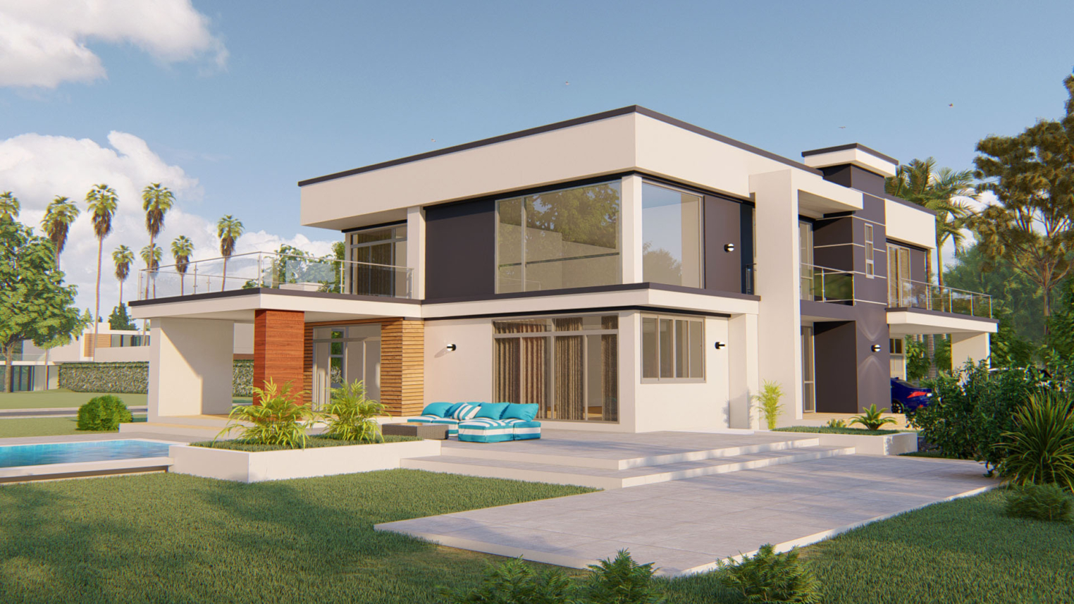 4-bedroom duplex 5 Modern 4-bedroom duplex featuring a large front-facing window and stylish exterior