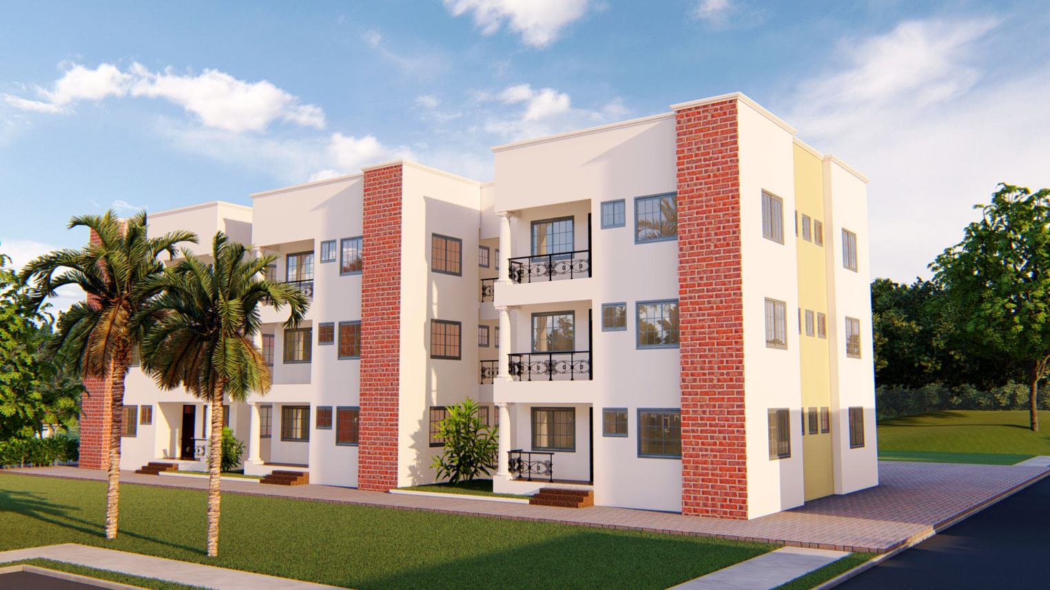 Three-storey apartment 4 Modern2-bedroom, three-storey apartment building