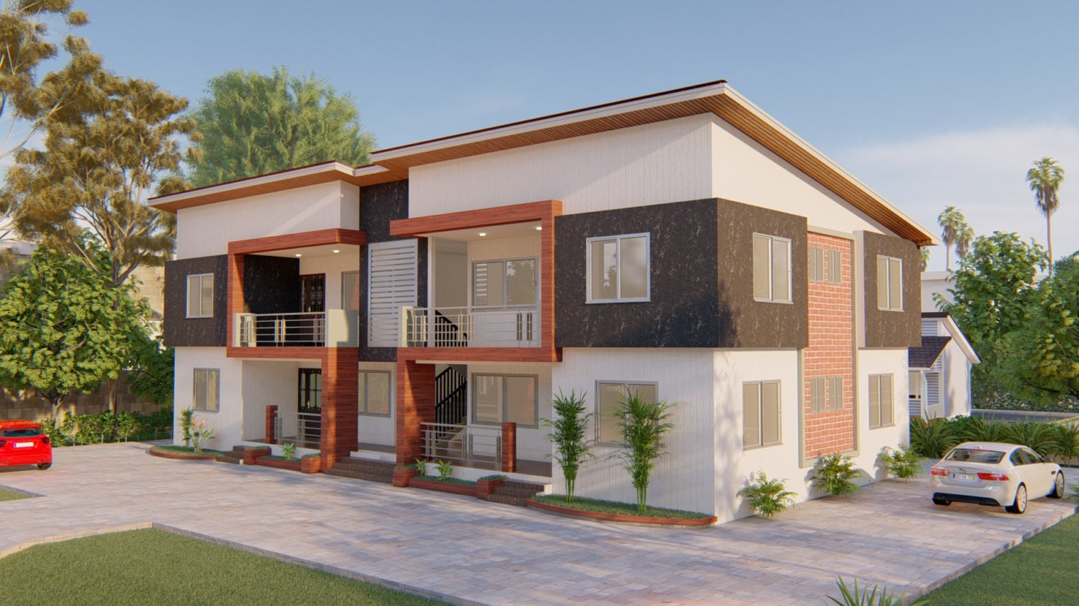 2-bedroom duplex apartment design 2 2-bedroom duplex apartment design featuring open-plan living, a sleek staircase, and contemporary decor