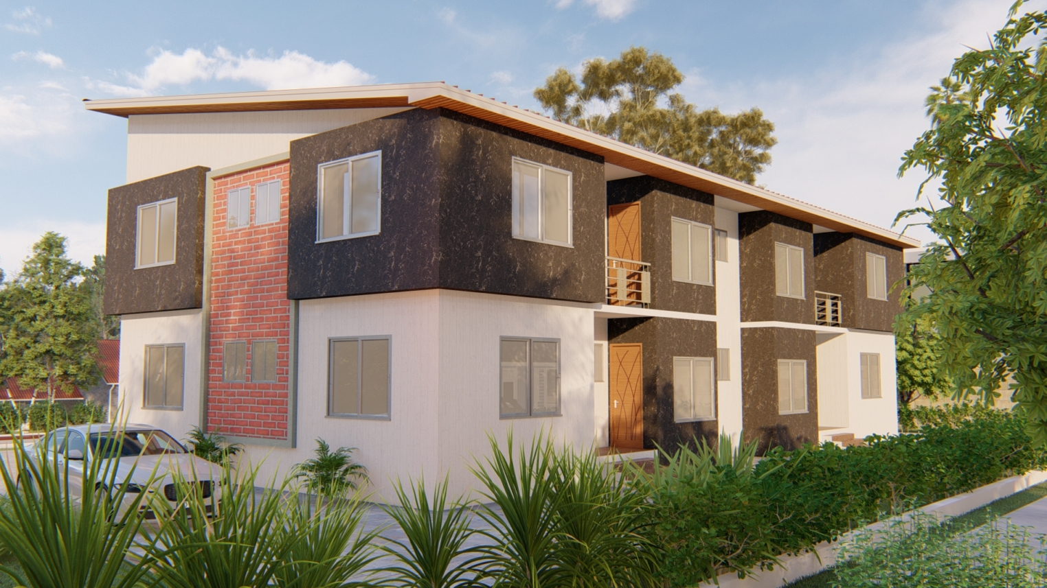 2-bedroom duplex apartment design 4 2-bedroom duplex apartment design featuring open-plan living, a sleek staircase, and contemporary decor