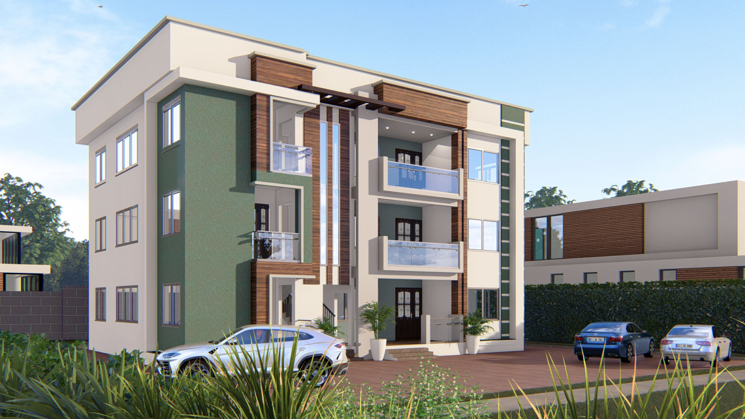 3-level apartment architecture 5 : Modern 3-storey apartment design with sleek architecture and open balconies
