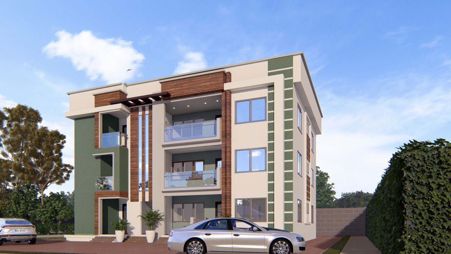 3-level apartment architecture 4 : Modern 3-storey apartment design with sleek architecture and open balconies