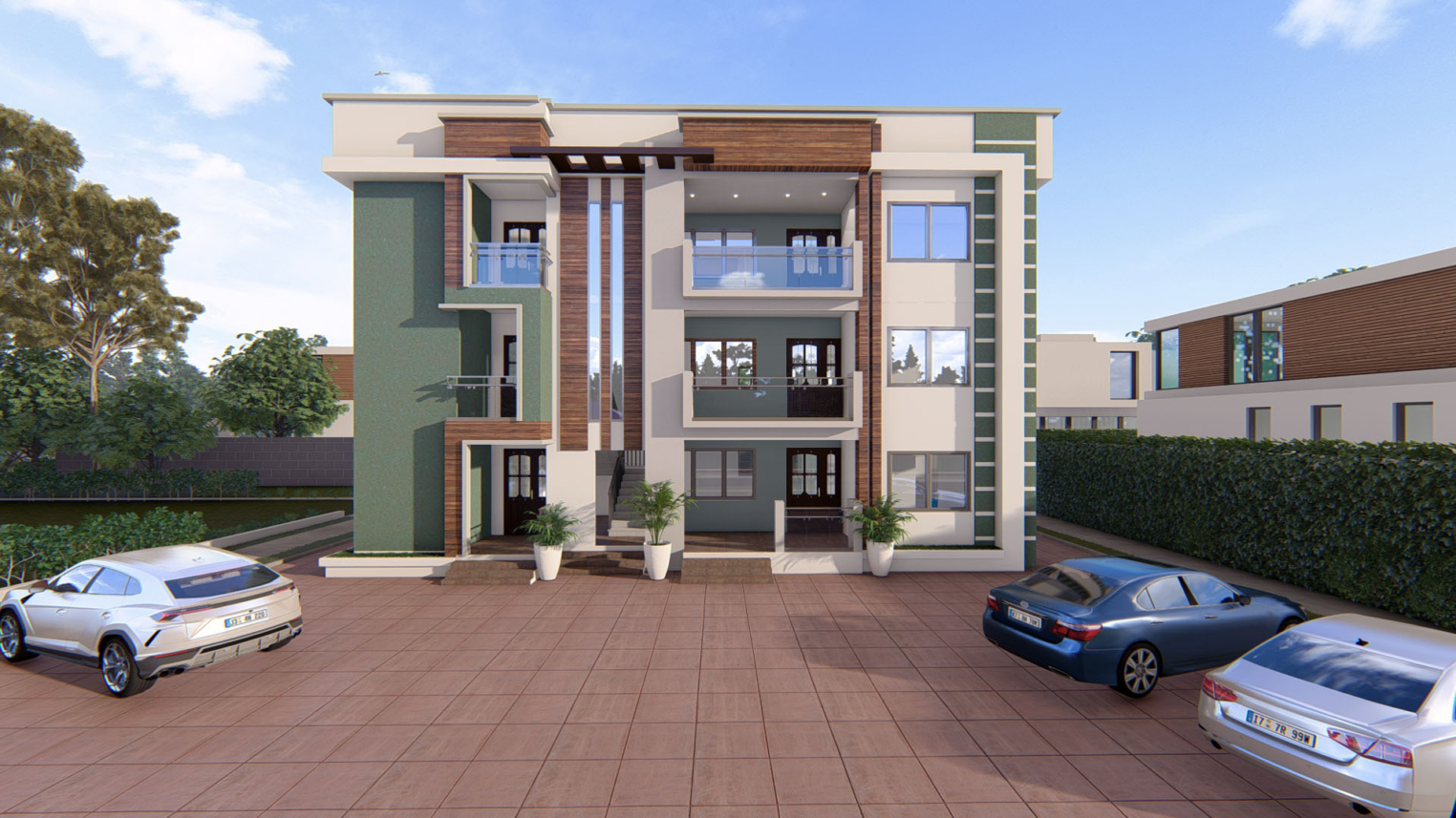 3-level apartment architecture 2 : Modern 3-storey apartment design with sleek architecture and open balconies
