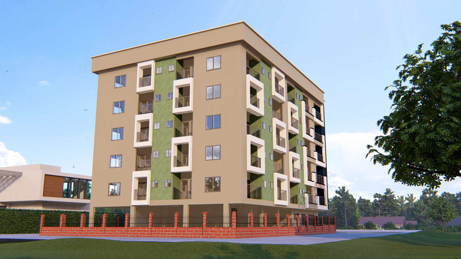 Multi-storey student hostel 5 Modern multi-storey student hostel with shared living spaces and balconies
