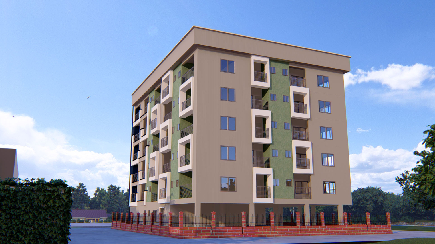 Multi-storey student hostel 6 Modern multi-storey student hostel with shared living spaces and balconies