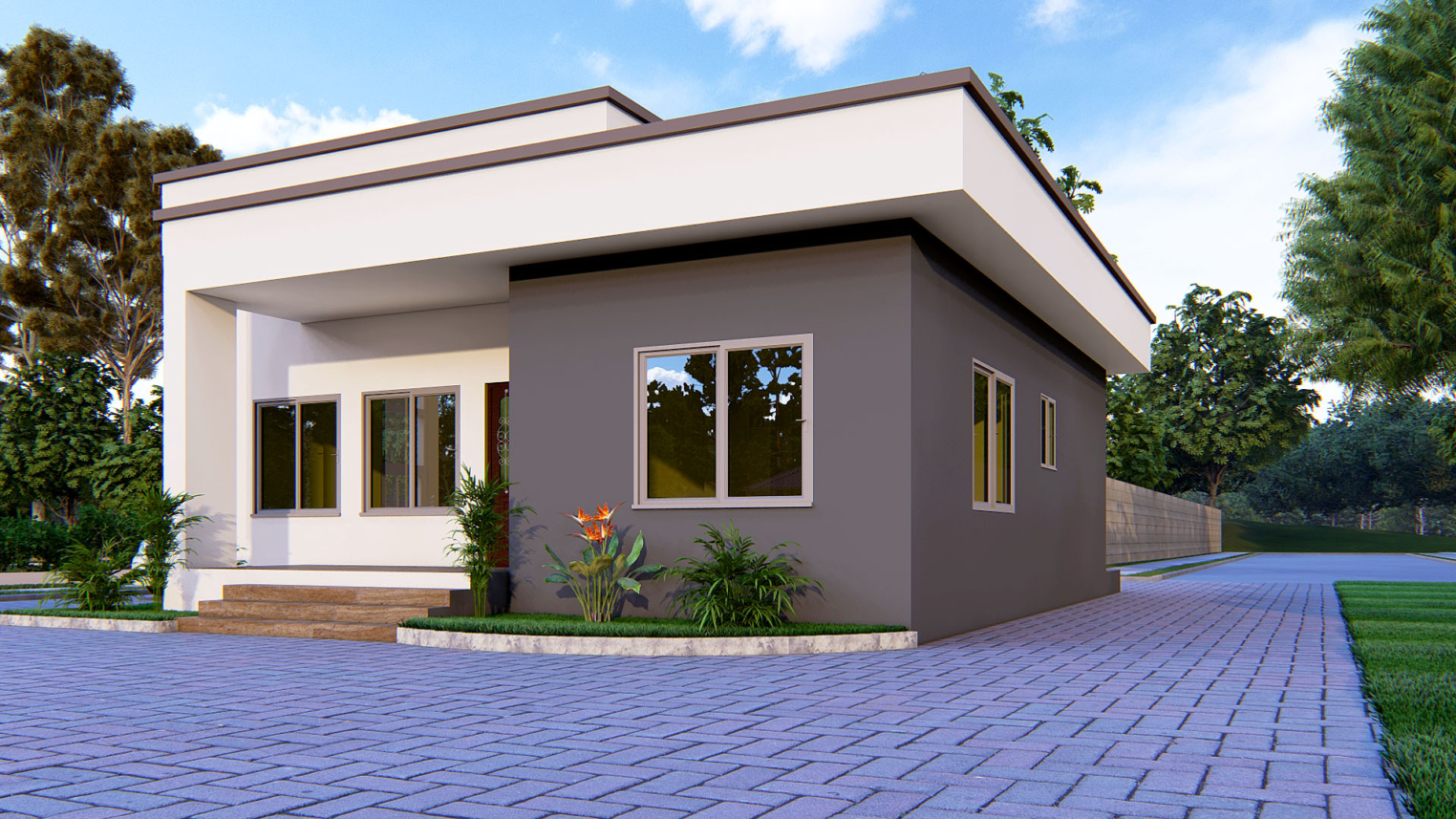 Modern 2-bedroom house design 3 Modern 2-bedroom house design with sleek exterior and open-concept layout