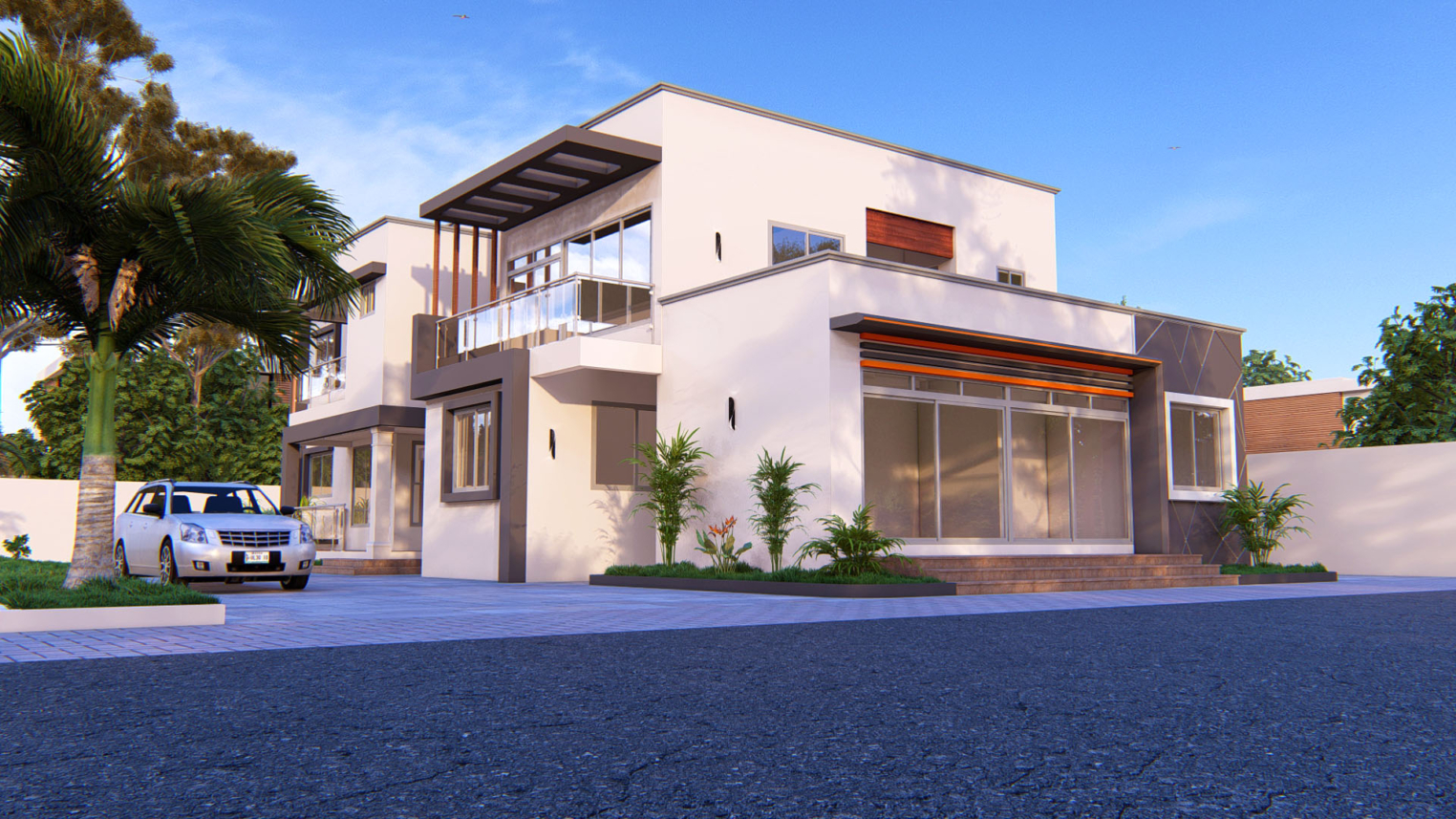Modern 5-bedroom duplex with attached commercial shop exterior view