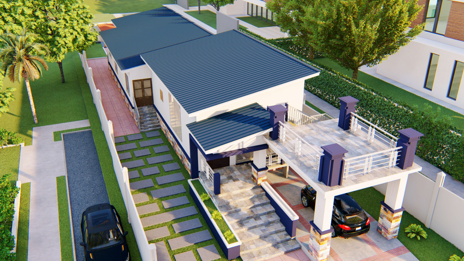 3-bedroom narrow house design 3 3-bedroom narrow house design with vertical layout, modern exterior, and compact urban footprint.