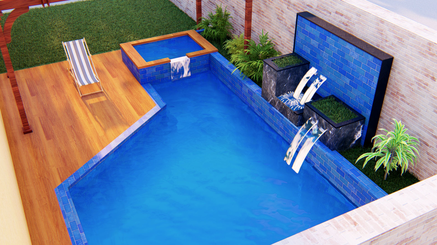 Pool Design for Small Yards 3 Compact swimming pool design for small backyard with space-saving layout and cozy seating area