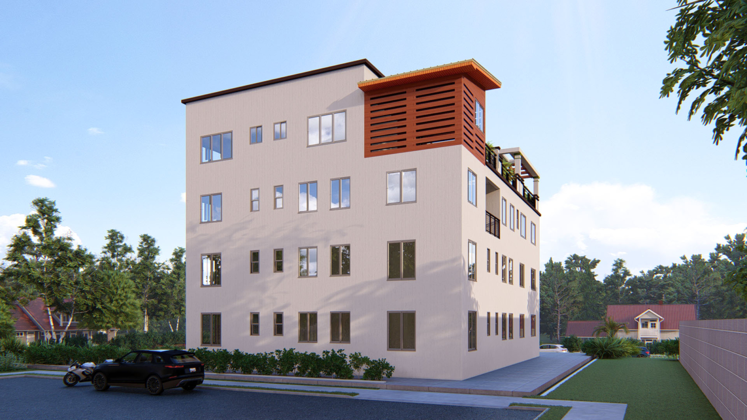 Multi-bedroom apartments 4 Modern multi-bedroom apartment building with spacious units and large balconies