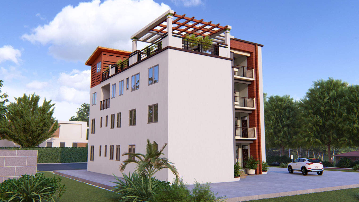 Multi-bedroom apartments 6 Modern multi-bedroom apartment building with spacious units and large balconies
