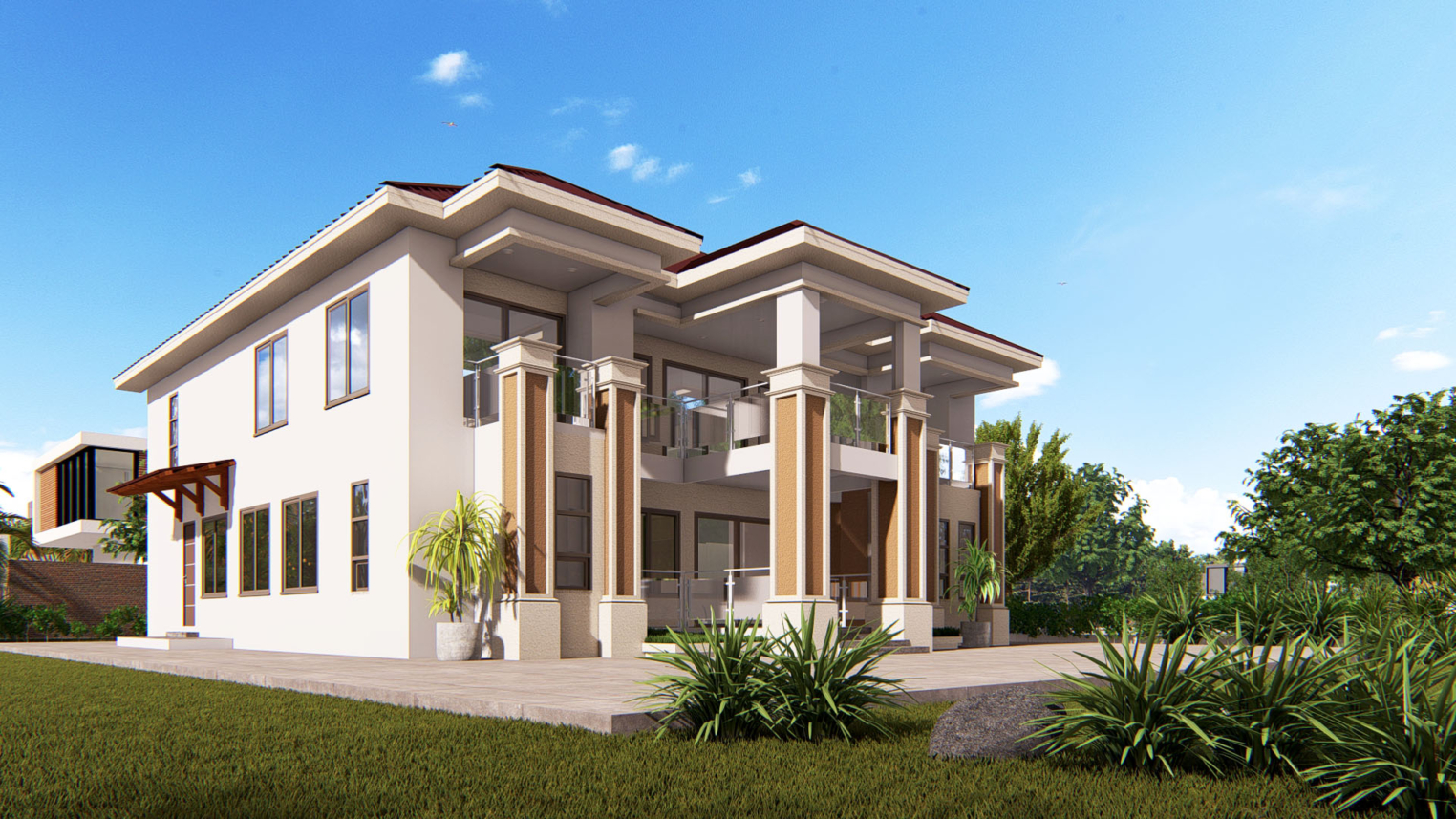 5-bedroom duplex 3 Elegant 5-bedroom duplex with full-height window and modern architectural details