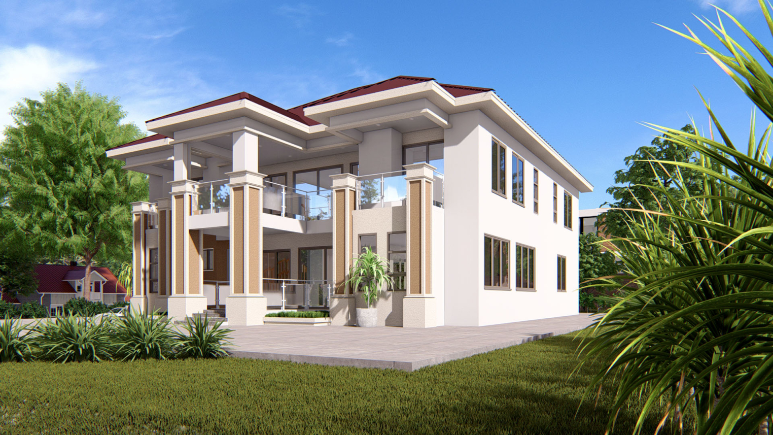 5-bedroom duplex 4 Elegant 5-bedroom duplex with full-height window and modern architectural details
