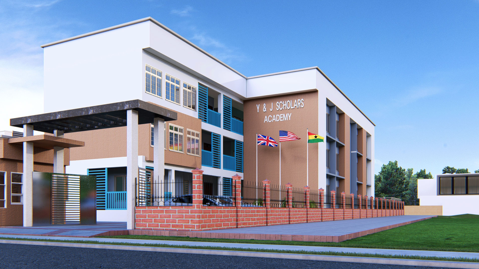 Modern School Architecture 2 Modern school architecture featuring clean lines, large windows, and open learning spaces