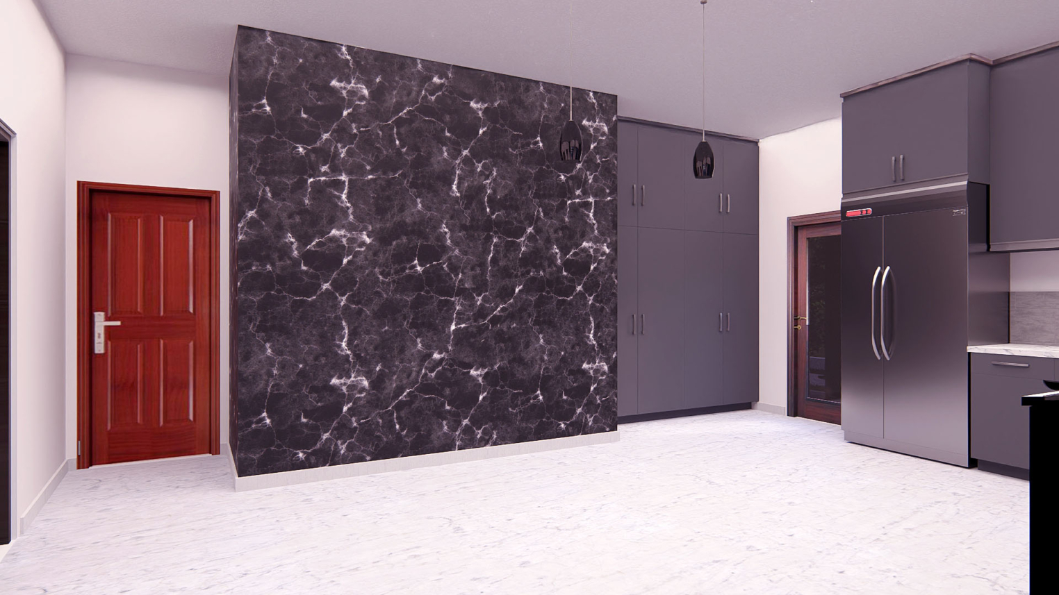 3D kitchen design 8 3D kitchen design showcasing modern cabinetry, island counter, and sleek appliances