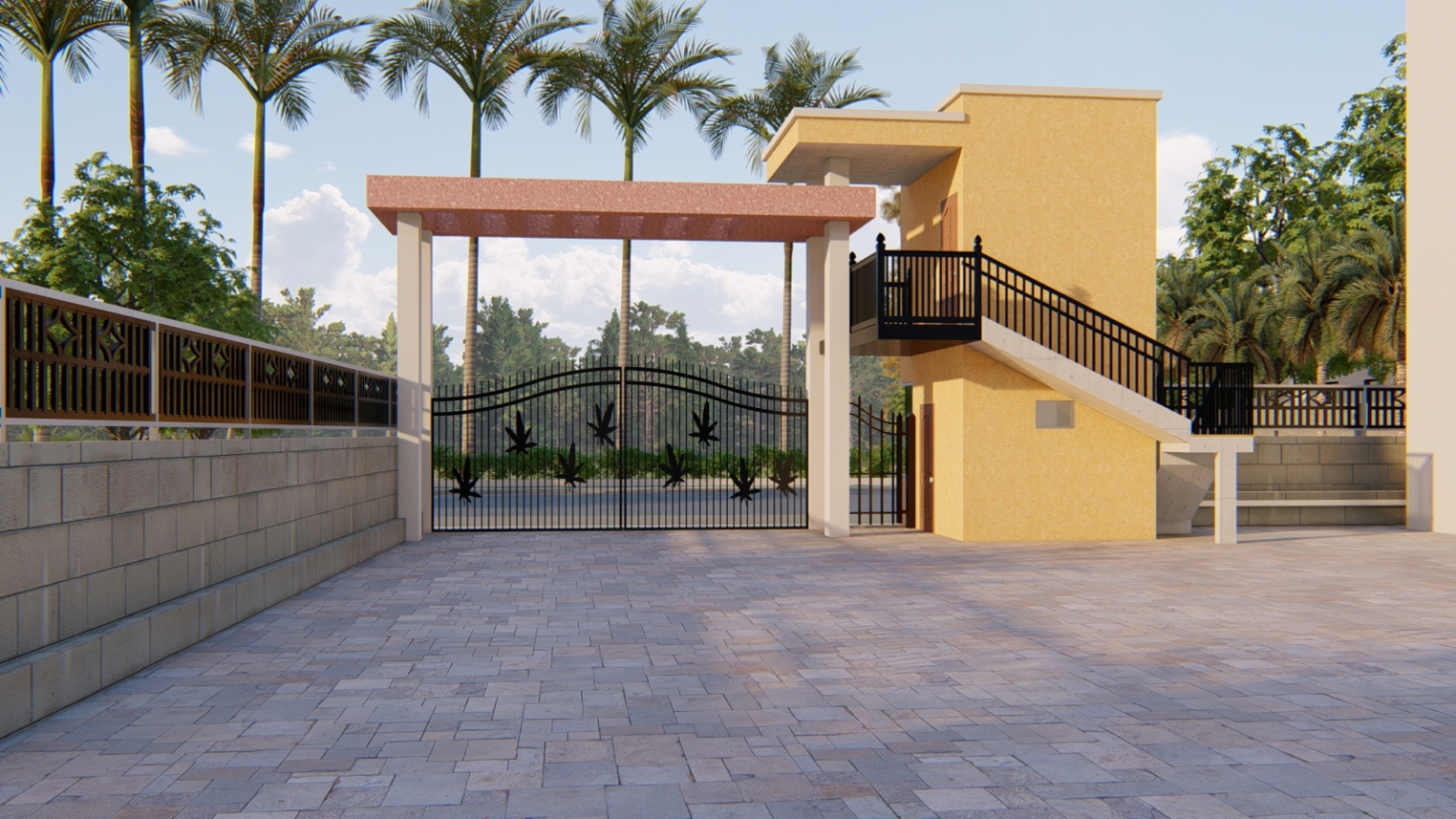 school entrance security gate design 5 School entrance security gate design with controlled access, fencing, and safety signage for student protection