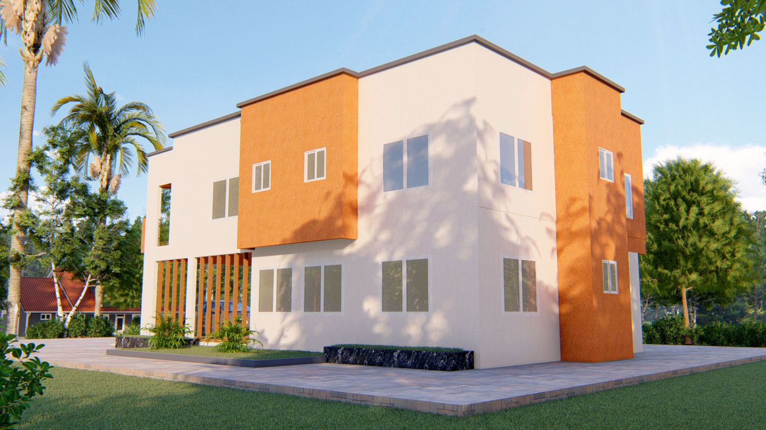4-bedroom duplex exterior design 4 Exterior design of a modern 4-bedroom duplex with contemporary architecture