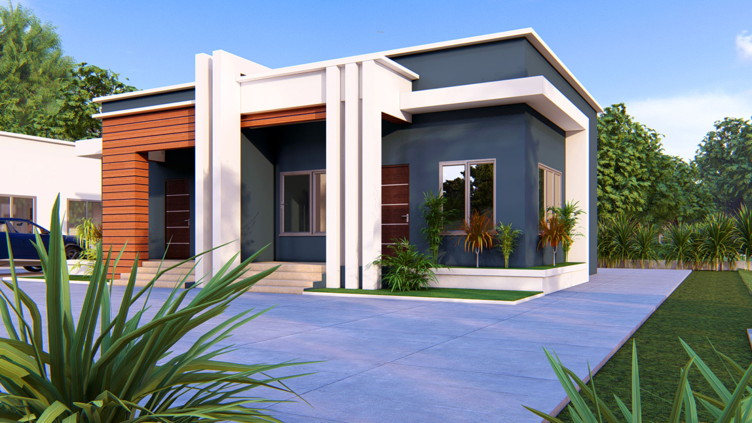1-bedroom semi-detached house 4 Charming 1-bedroom semi-detached house with modern exterior and cozy front