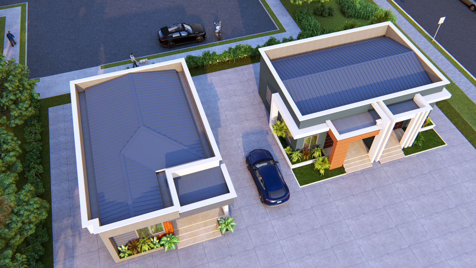 1-bedroom semi-detached house 5 Charming 1-bedroom semi-detached house with modern exterior and cozy front