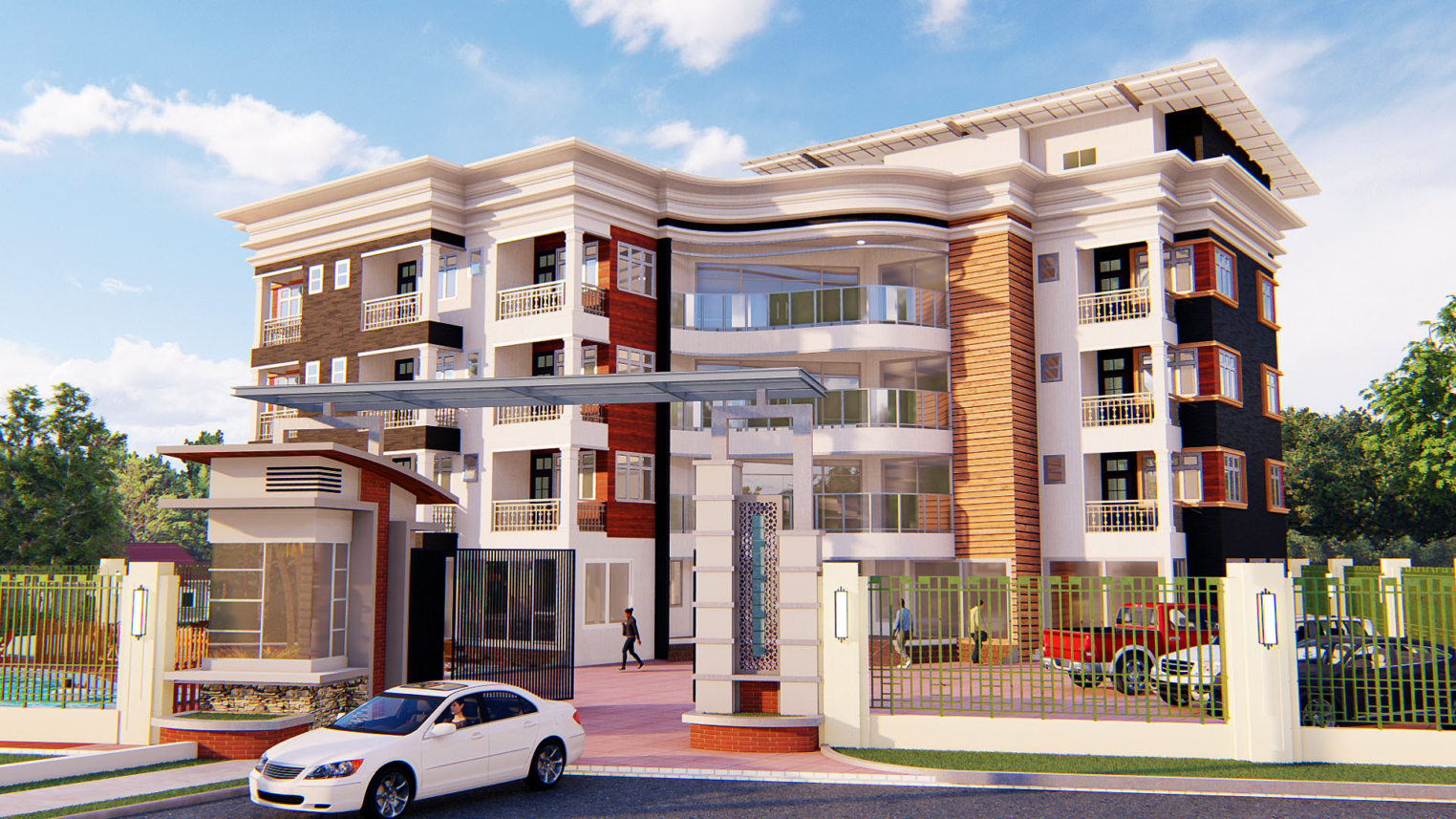 Luxury Hotel Facade Design 4 Elegant luxury hotel facade with grand entrance, contemporary architectural elements, and stylish exterior lighting
