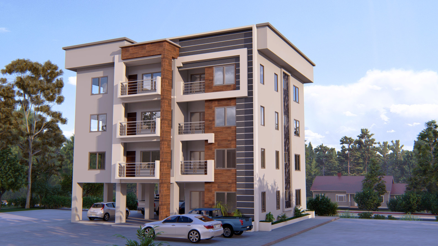 3-level apartment architecture 4 Modern 3-storey apartment design with sleek architecture and open balconies