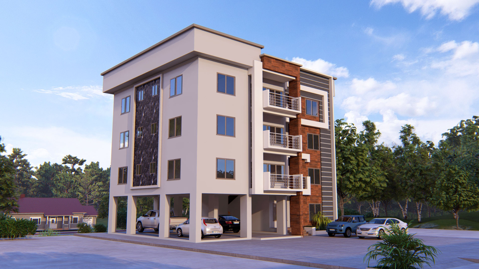 3-level apartment architecture 5 Modern 3-storey apartment design with sleek architecture and open balconies