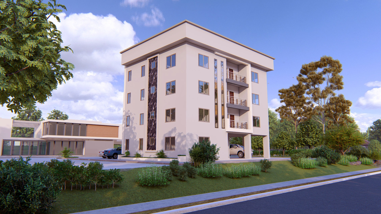 3-level apartment architecture 6 Modern 3-storey apartment design with sleek architecture and open balconies
