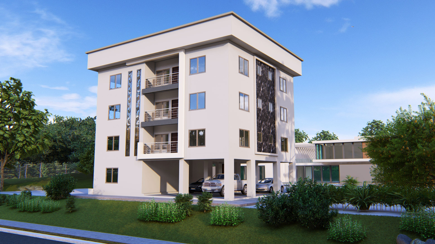3-level apartment architecture 7 Modern 3-storey apartment design with sleek architecture and open balconies