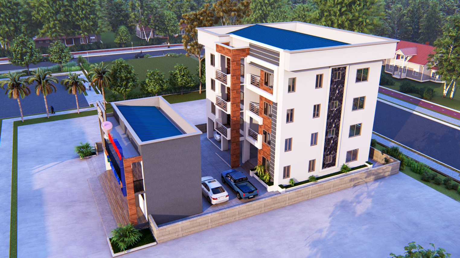 3-level apartment architecture 9 Modern 3-storey apartment design with sleek architecture and open balconies