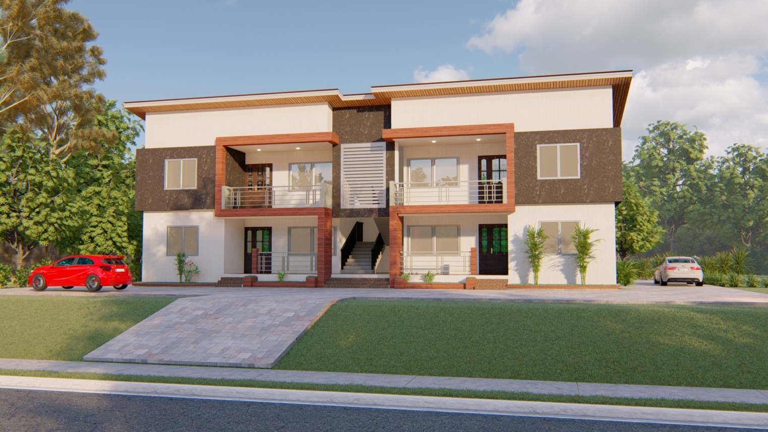 2-bedroom duplex apartment design 5 modern 2-bedroom duplex apartment featuring open-plan living, a sleek staircase, and contemporary decor