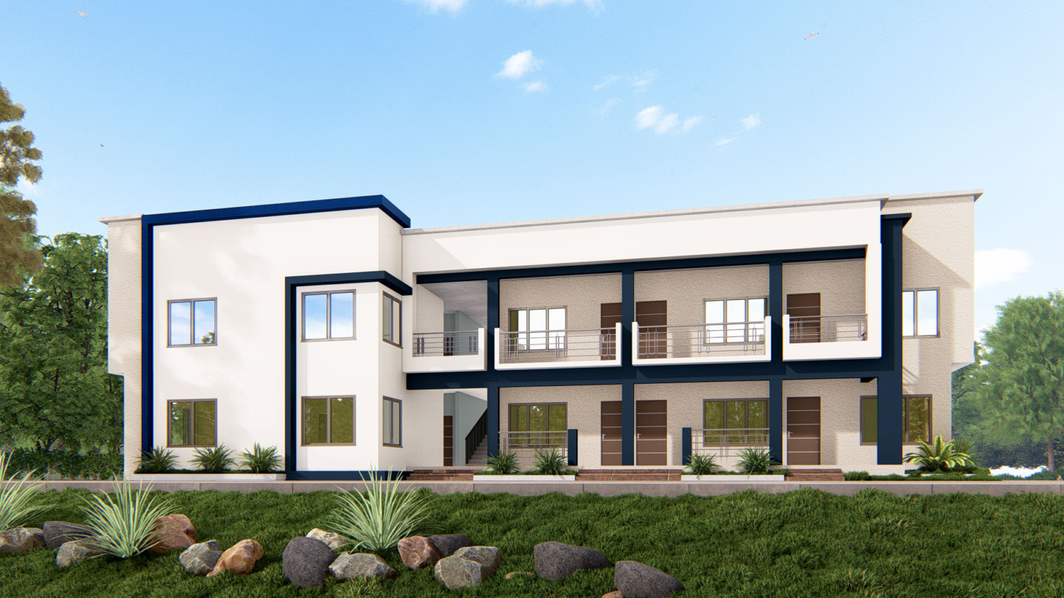 1 bedroom duplex apartment design 4 Modern 1 bedroom duplex apartment design with open-plan living area, staircase, and compact upper-level bedroom