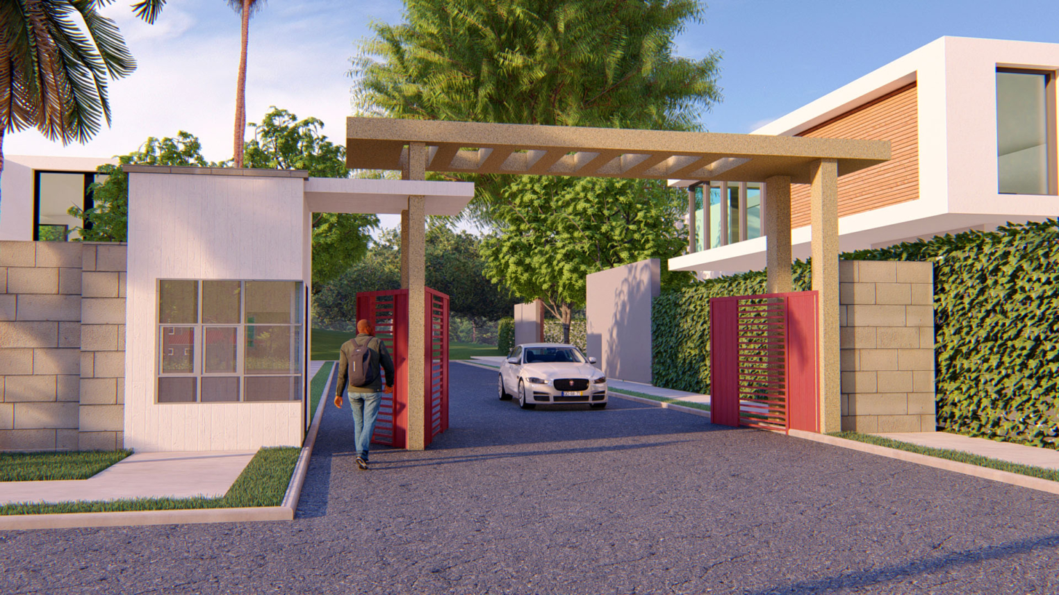 Estate entrance security gate design 2 Estate entrance security gate design with decorative elements,
